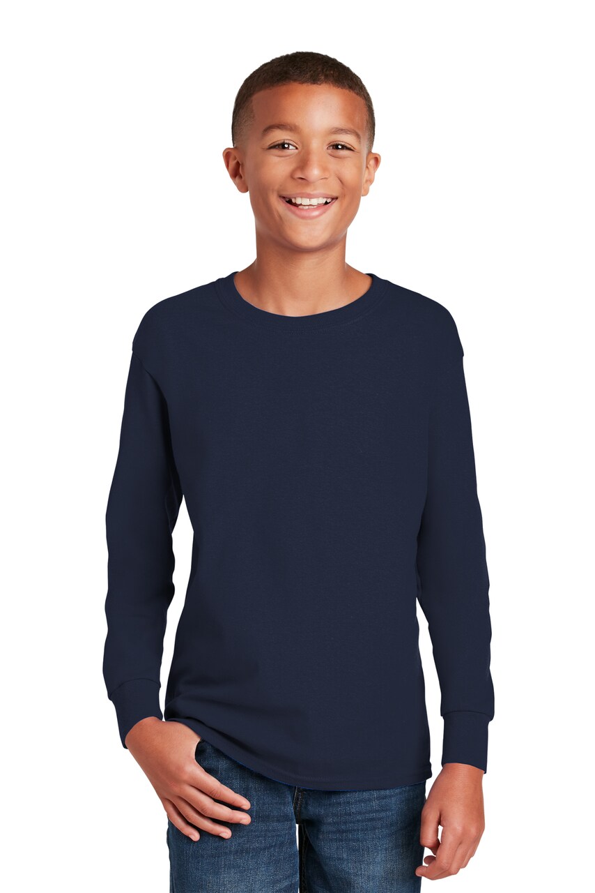 Gildan Youth Heavy Cotton Long Sleeve Crew Neck T-Shirt for School & Custom Printing Cotton Tee